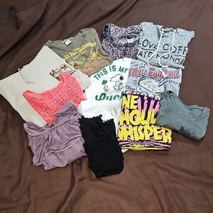 12 Piece Size Small Pullover Top Back To School Shirt Bundle T-shirt Hoodie Cami